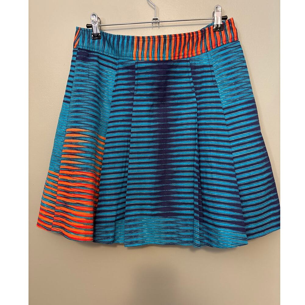 Plenty by Tracy Reese Women's Blue Orange Aztec A-Line skirt, size 8